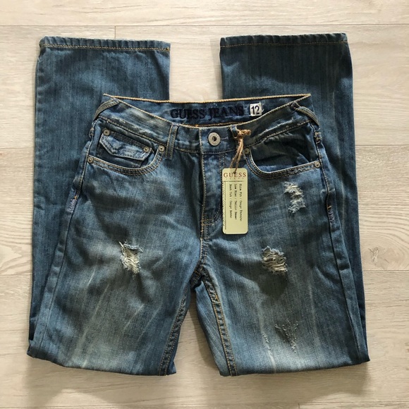NWT Guess Juniors Falcon Slim Fit Boot Cut Distressed Jeans - Picture 1 of 16